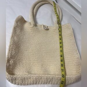 Elegant Cream Knit Tote Bag